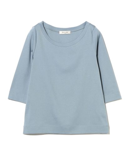 Demi-Luxe BEAMS オーガニックコットン ラウンドネック 七分袖 カットソー(SAX)